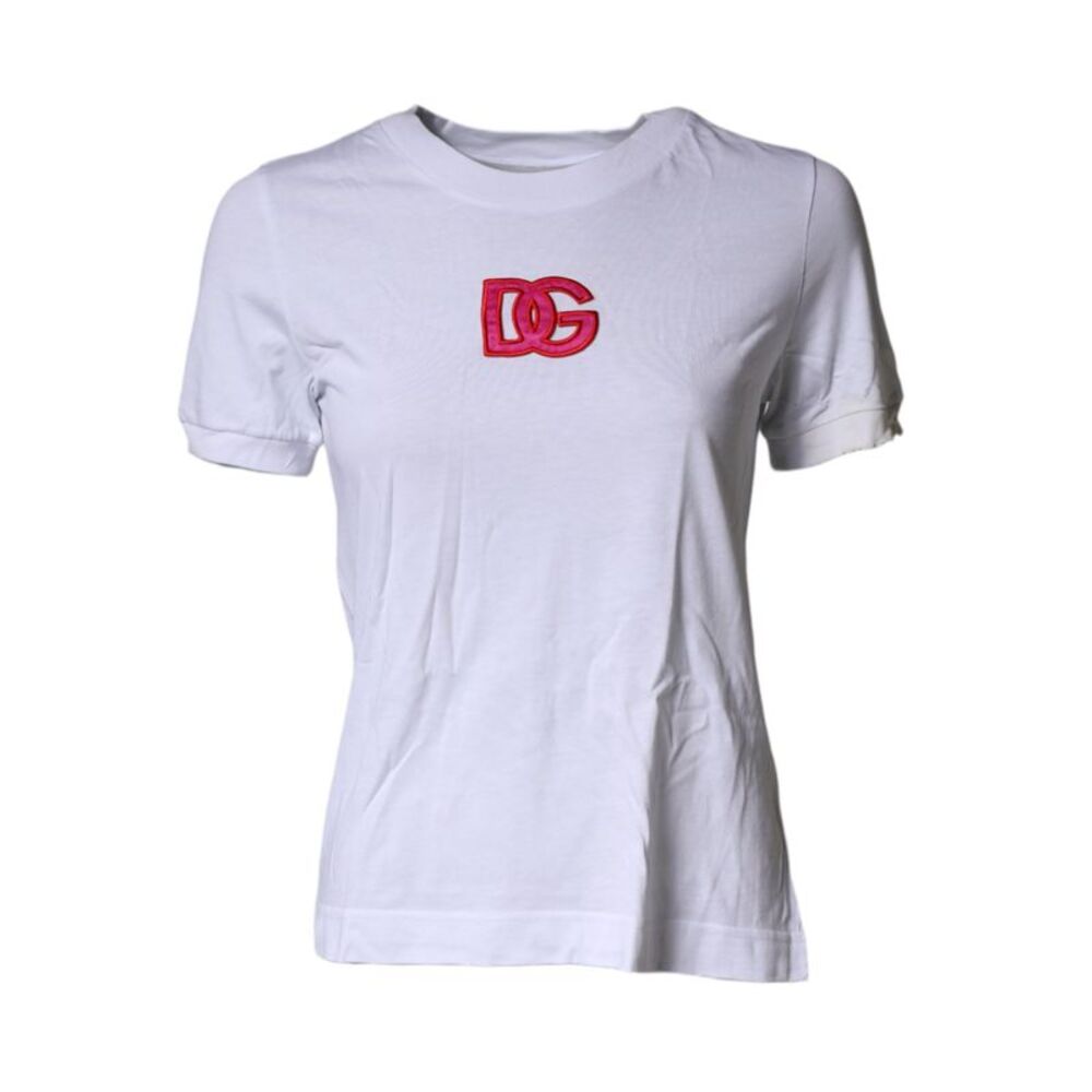 Dolce & Gabbana White DG Logo Crew Neck Short Sleeves Women's T-shirt